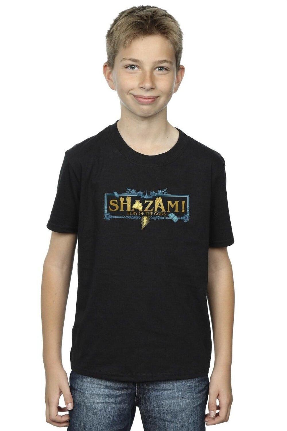 

Футболка с золотым логотипом Shazam Fury Of The Gods DC Comics, черный