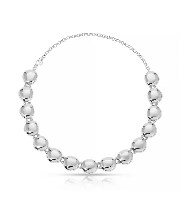 

Ожерелье-Чокер с полированными родиевыми камнями Ettika, rhodium