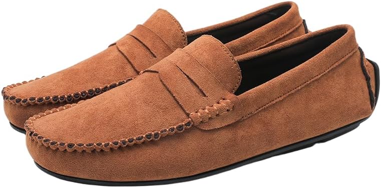 

Мужские мягкие дышащие слипоны с нескользящей подошвой - удобная обувь для повседневной ходьбы, работы в офисе, вечеринок и досуга Clolinde, светло-коричневый