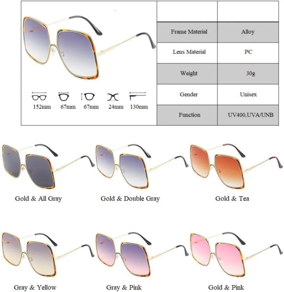 

MUTYNE Модные квадратные солнцезащитные очки для женщин, винтажные, из сплава, увеличенного размера, с леопардовым градиентом, элегантные женские очки, Gray Pink