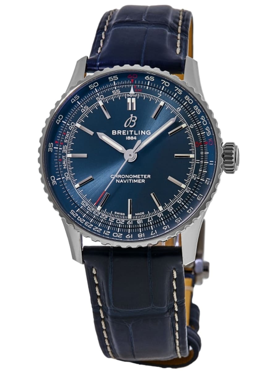 

Мужские часы Breitling Navitimer Automatic 41 с синим циферблатом и ремешком из кожи аллигатора A17329161C1P1
