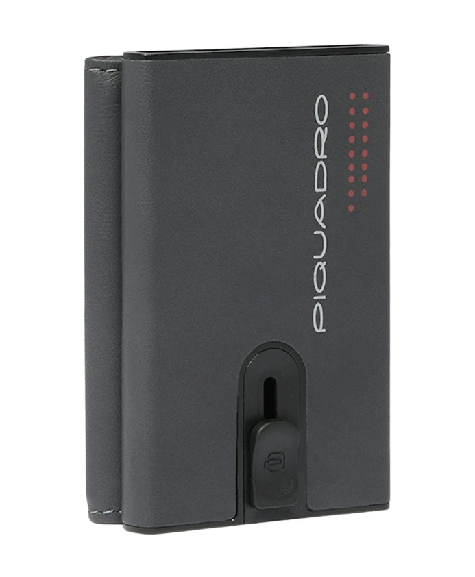 

Компактный кошелек с выдвижной системой открывания и отделением для монет. Piquadro, серый