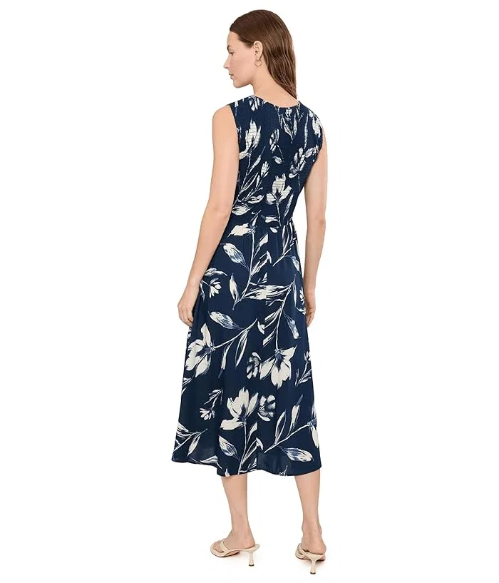 Платье миди с цветочным принтом Sleeveless Smocked Floral Midi Calvin Klein, Indigo Multi — фото 4