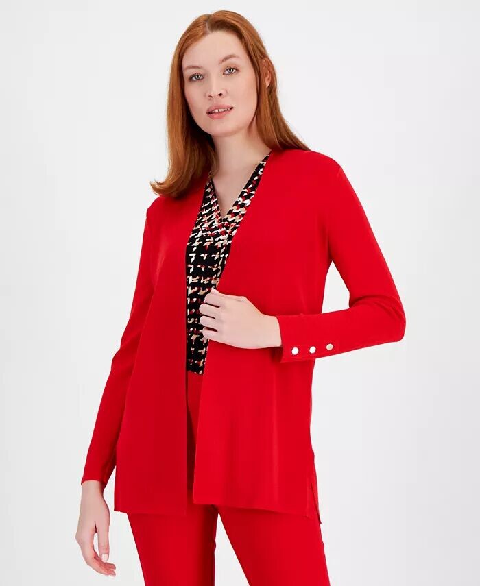 

Женский кардиган Carmel с открытым передом и манжетами на пуговицах Anne Klein, красный