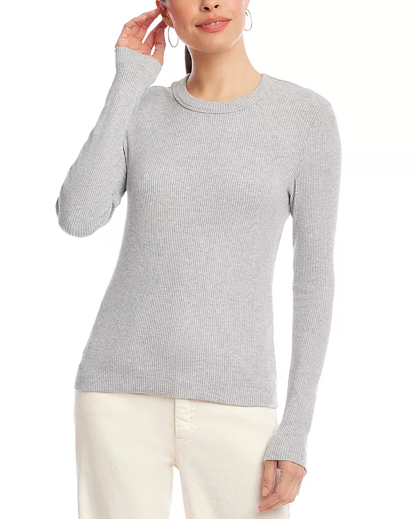 

Топ с круглым вырезом в рубчик Karen Kane, серый