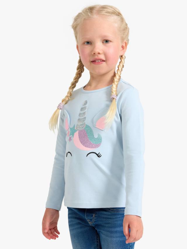 

Детская хлопковая кофта с длинным рукавом и единорогом Lindex, Light Blue