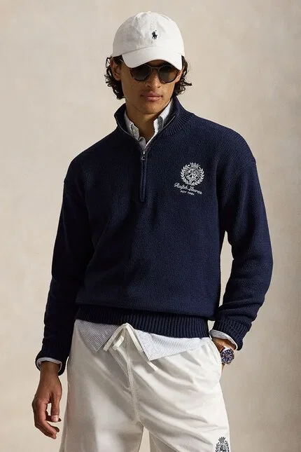Свитер с полугольфом Polo Ralph Lauren, синий