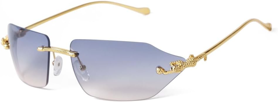 

Ретро-солнцезащитные очки с леопардовым принтом для женщин и мужчин. Классические металлические, золотистые, многоугольные, без оправы, с градиентным переходом цвета. Модные очки с защитой от УФ-излучения UV400 HYYZZC, C4