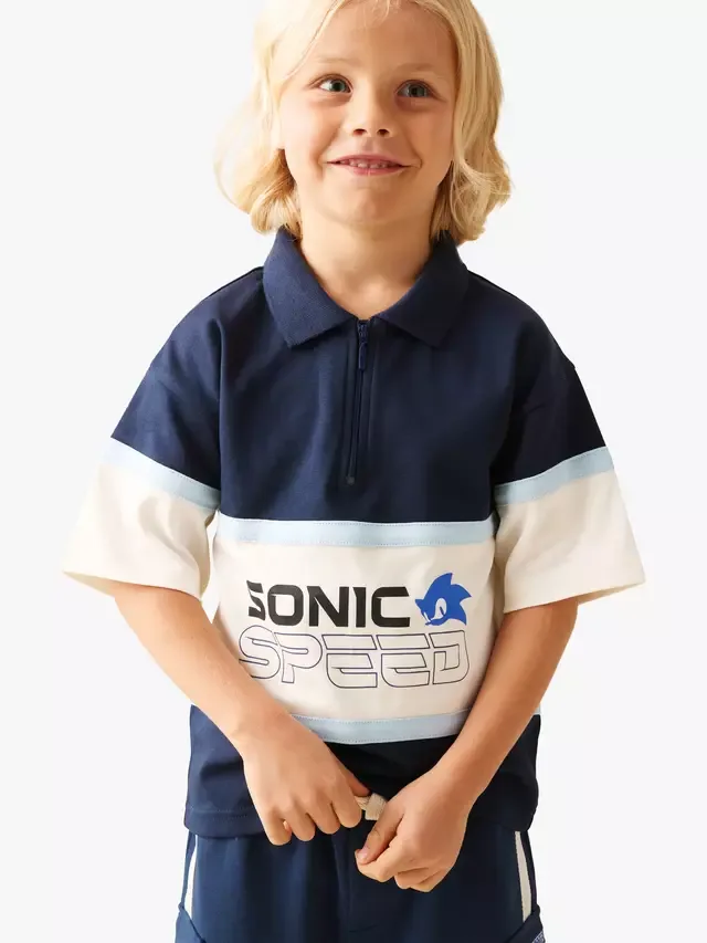Детская футболка-поло Kids' x Sonic Blocked, темно-синяя Angel & Rocket — фото 3