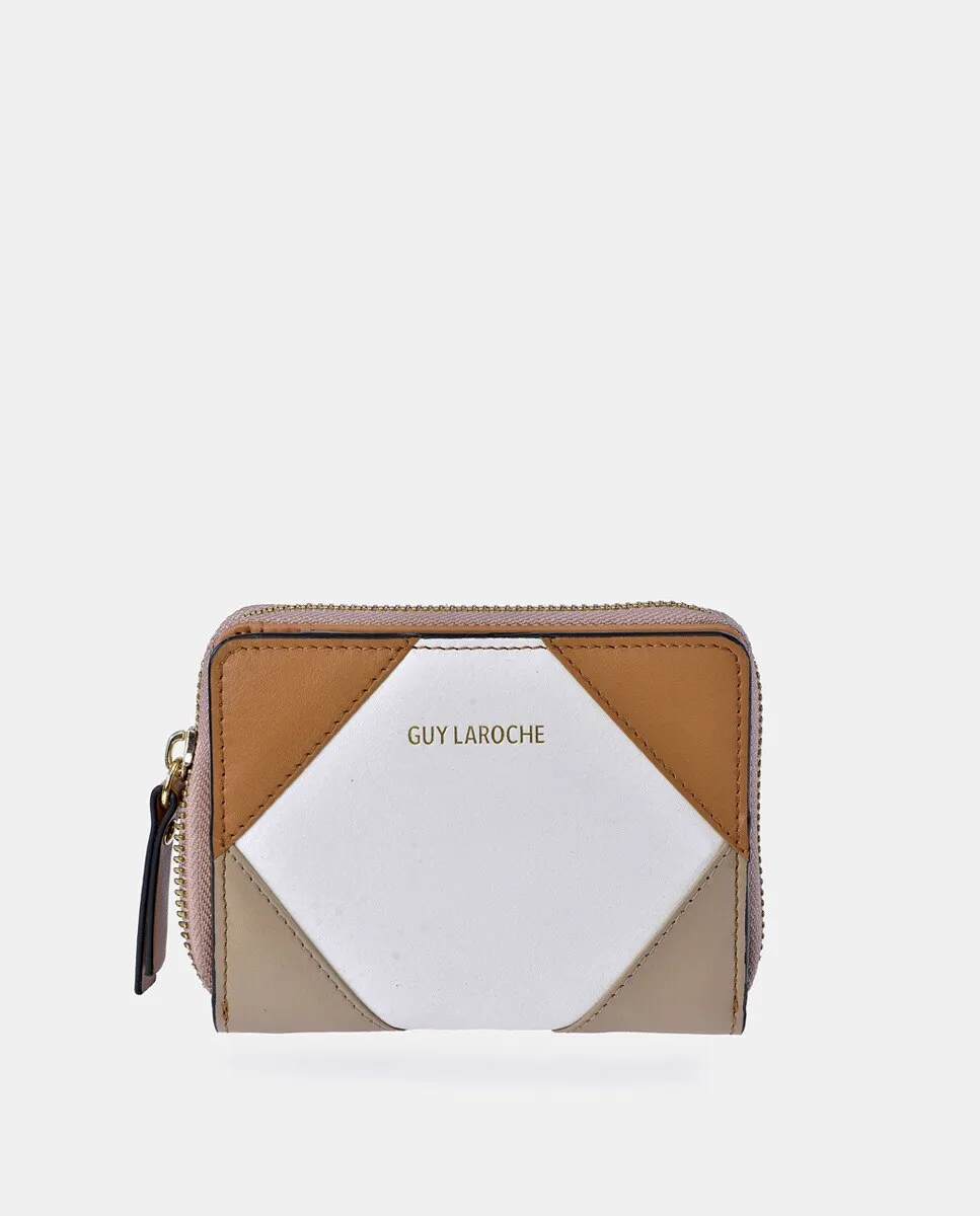 

Маленький кожаный кошелек в стиле пэчворк Guy Laroche, бежевый