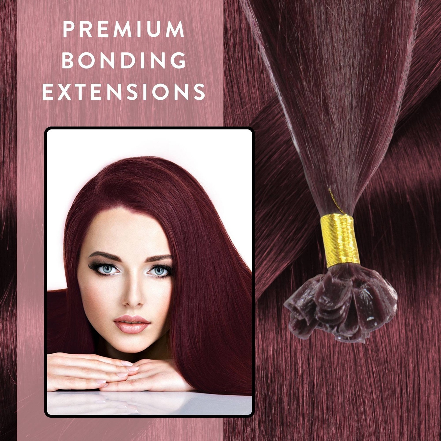 Накладные волосы bonding extensions premium echthaar #55/66 hellbraun intensiv violett-intensiv 1g Hair2Heart, количество 25 шт. — фото 2
