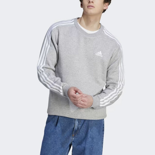Рубашка Essentials флисовая толстовка с тремя полосками Adidas, серый — фото 2
