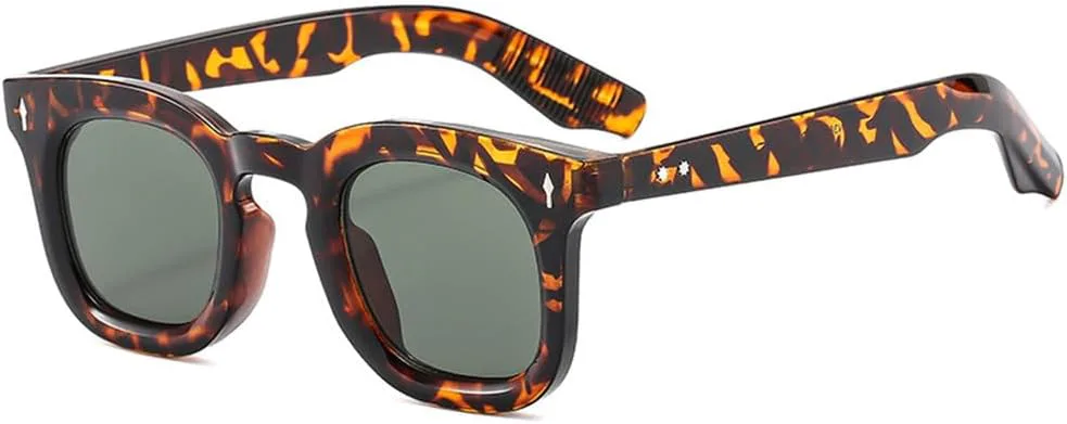 

Солнцезащитные очки UV400 с маленькими заклепками, конфетные цвета, панк-стиль, для женщин и мужчин, для бега и активного отдыха UYPTK, Leopard Dark Green