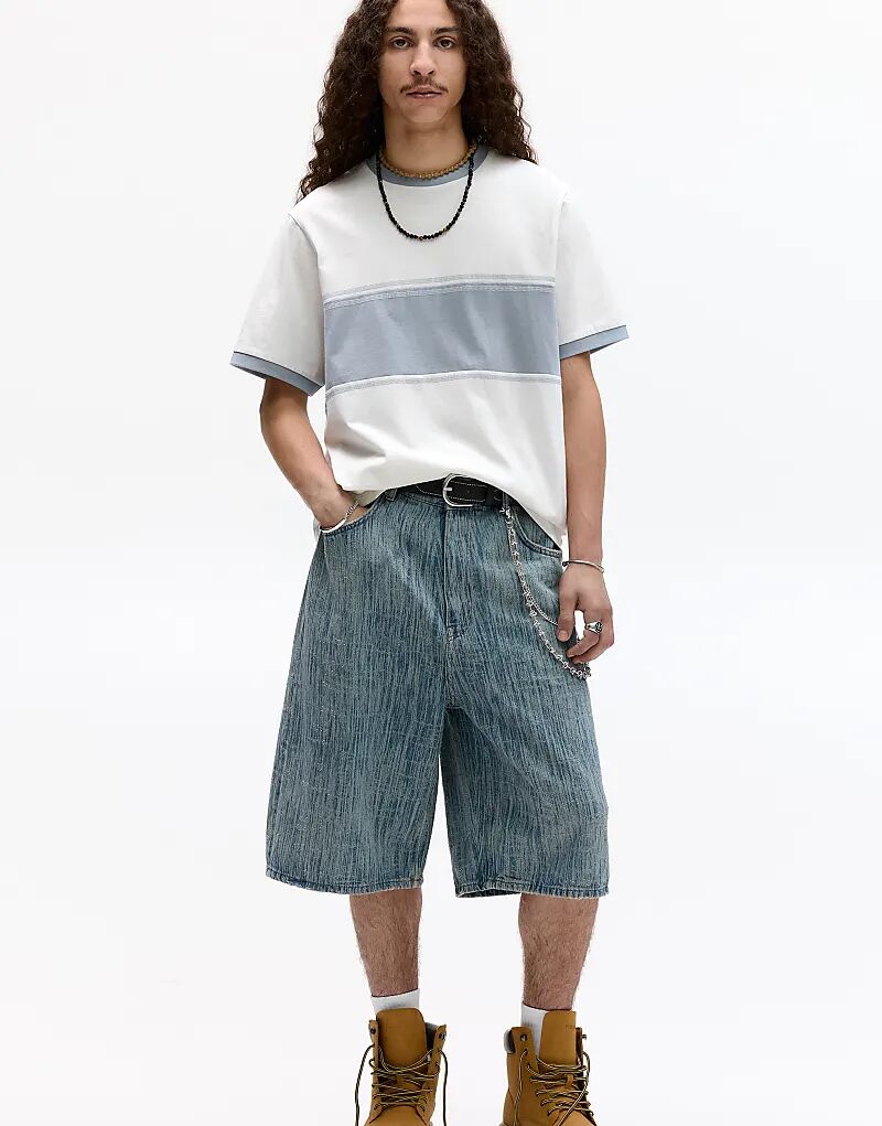 

Футболка Pull&Bear STWD со вставками, бежевого цвета