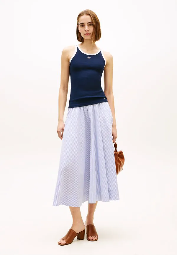 Юбка-Трапеция с логотипом на поясе Tommy Hilfiger, Misty Lazuli Blue — фото 2