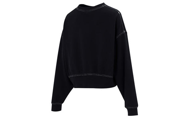 Свитер sportswear swoosh logo embroidered loose knit short round neck pullover black hoodie Nike, черный — фото 2