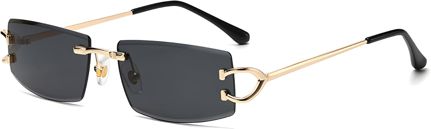 

Солнцезащитные очки Heptagram без оправы, прямоугольной формы, для мужчин и женщин, маленькие, узкие, квадратные, без оправы, в стиле 70-х и 90-х годов HEPTAGRAM 7, Grey