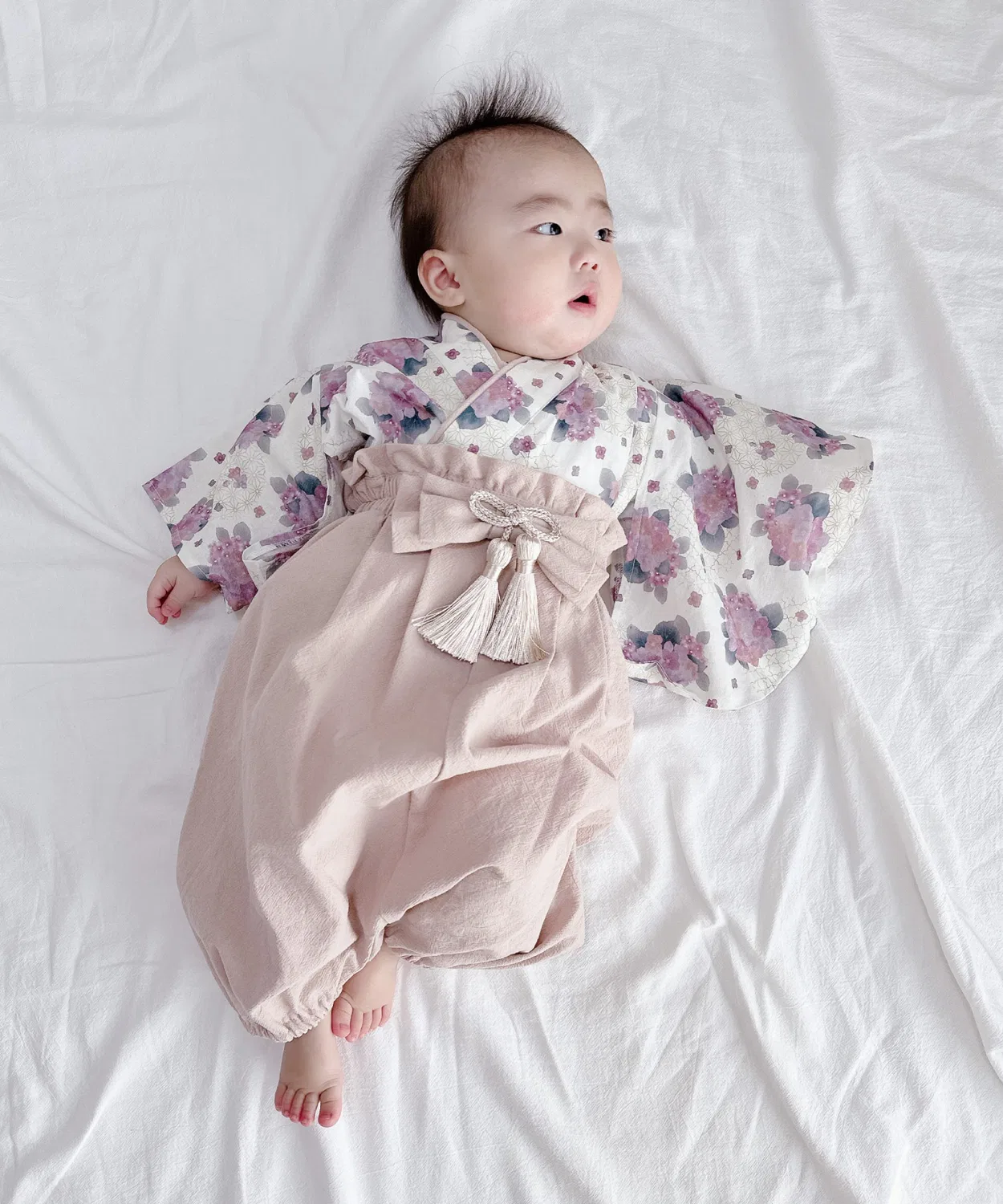 Детское кимоно-хакама бренда PUPPAPUPO, комплект из 4 предметов, на размеры 70-100, розовый