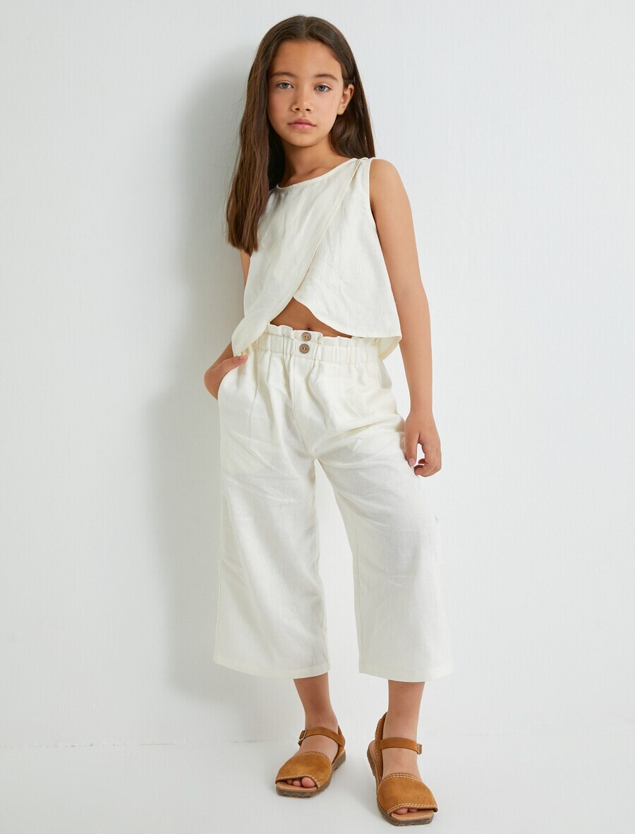 

Тканевые брюки Koton Wide leg Pants, белый