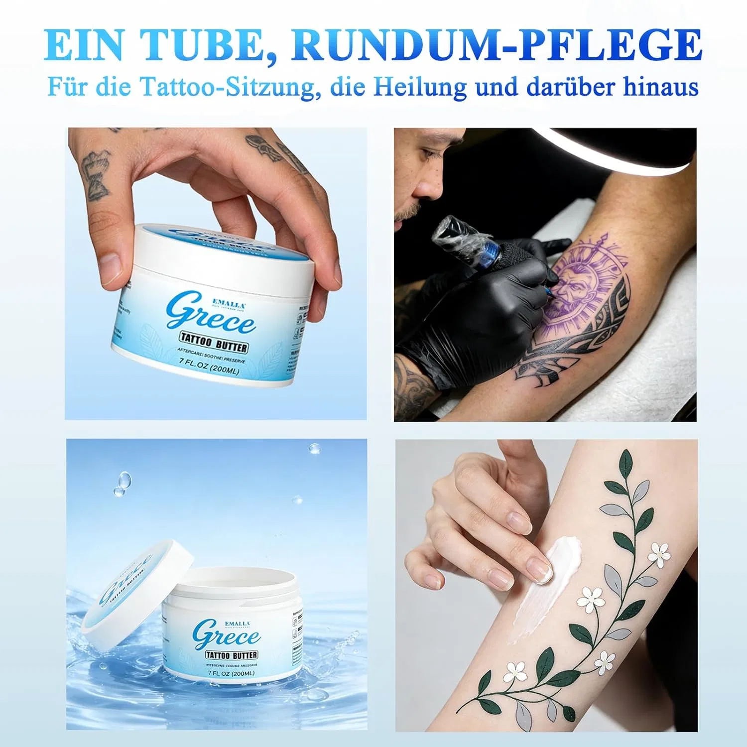 Веганский бальзам для татуировок EMALLA GRECE Tattoo Butter, 200 мл Emalla — фото 3