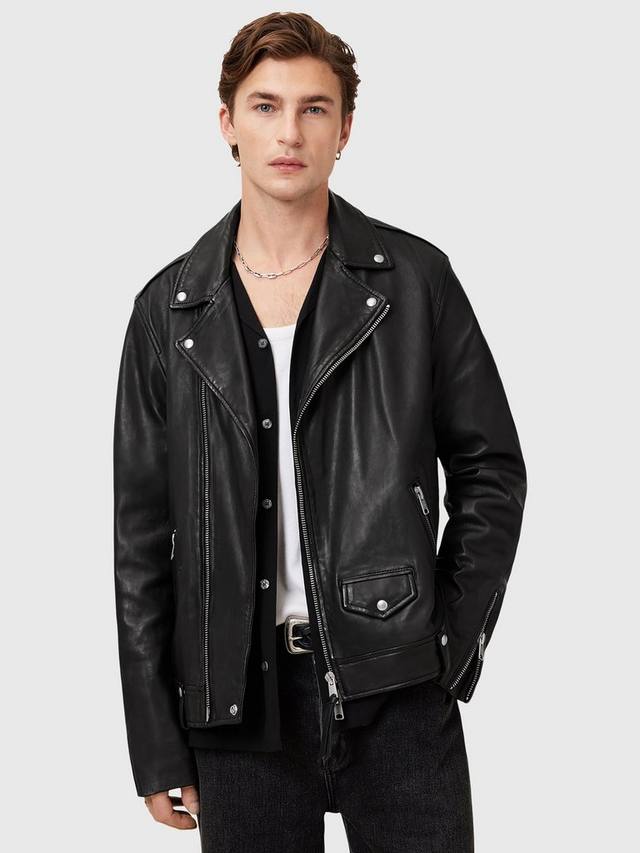 

Кожаный байкерский пиджак Milo с асимметричной молнией AllSaints, Black