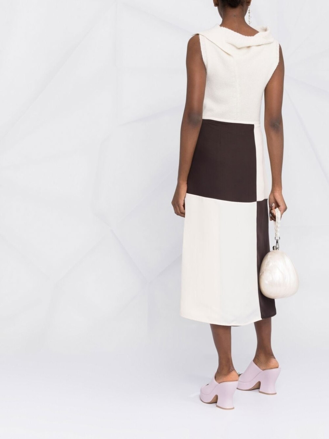 Jil Sander юбка миди в стиле колор-блок, нейтральный цвет — фото 4