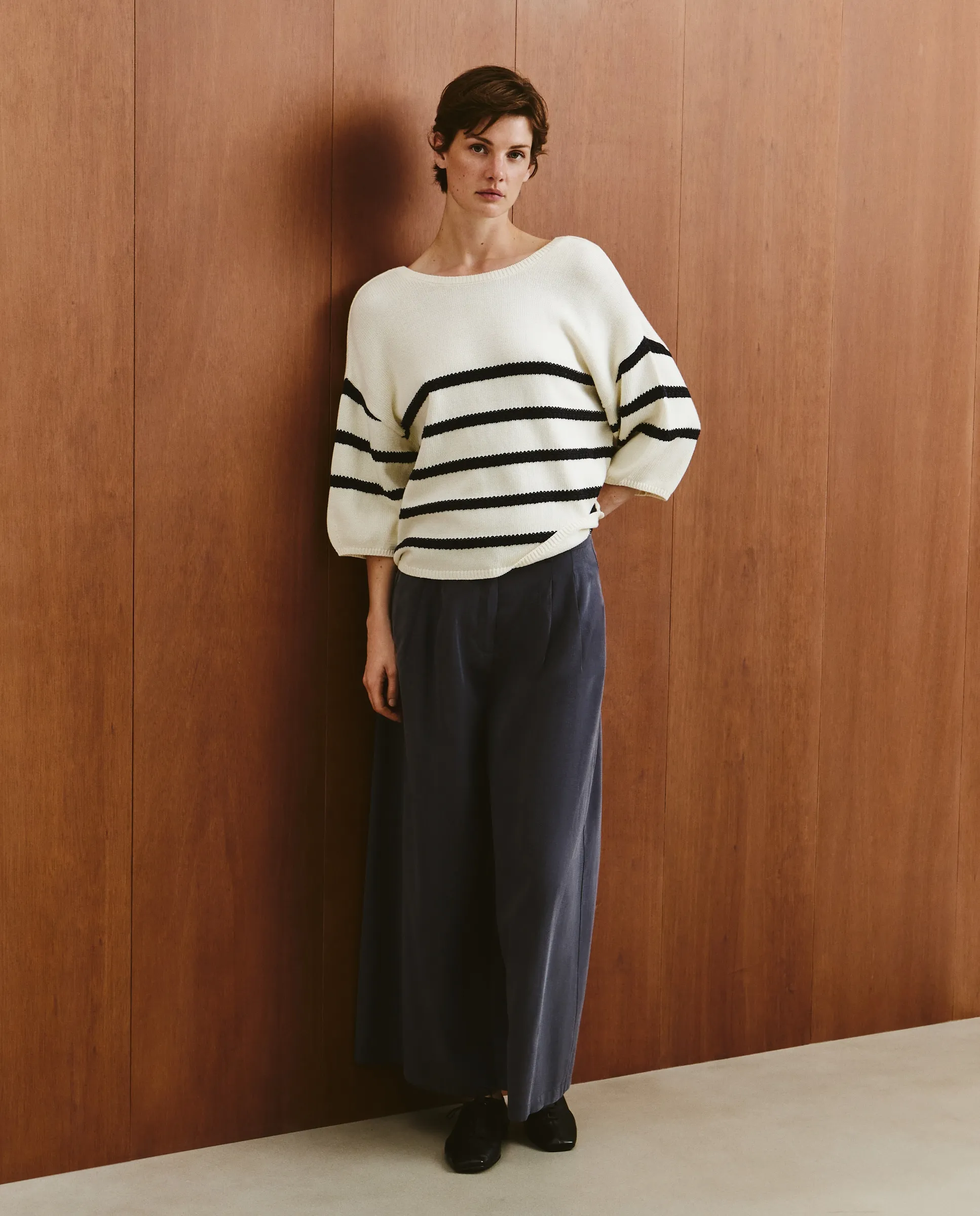 

Женский полосатый хлопковый свитер Southern Cotton, синий