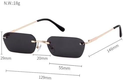 

Новые солнцезащитные очки прямоугольной формы 2025 года для женщин и мужчин, винтажные, с цветными линзами, для фестивалей и вечеринок, без оправы LXLHWN, C2 Red