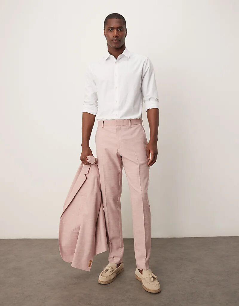 

Узкие свадебные брюки ASOS DESIGN из розовой фактуры