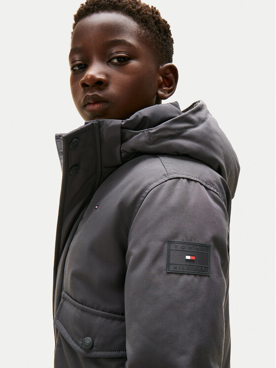 Зимняя куртка regular fit Hooded Fake Fur Bomber KB0KB09887 Tommy Hilfiger, серый — фото 4