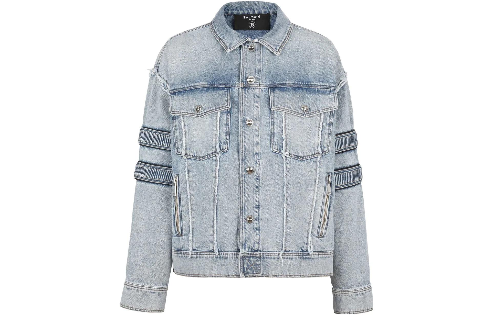 

BALMAIN Мужская джинсовая куртка FW22 синего цвета, Синий, BALMAIN Мужская джинсовая куртка FW22 синего цвета