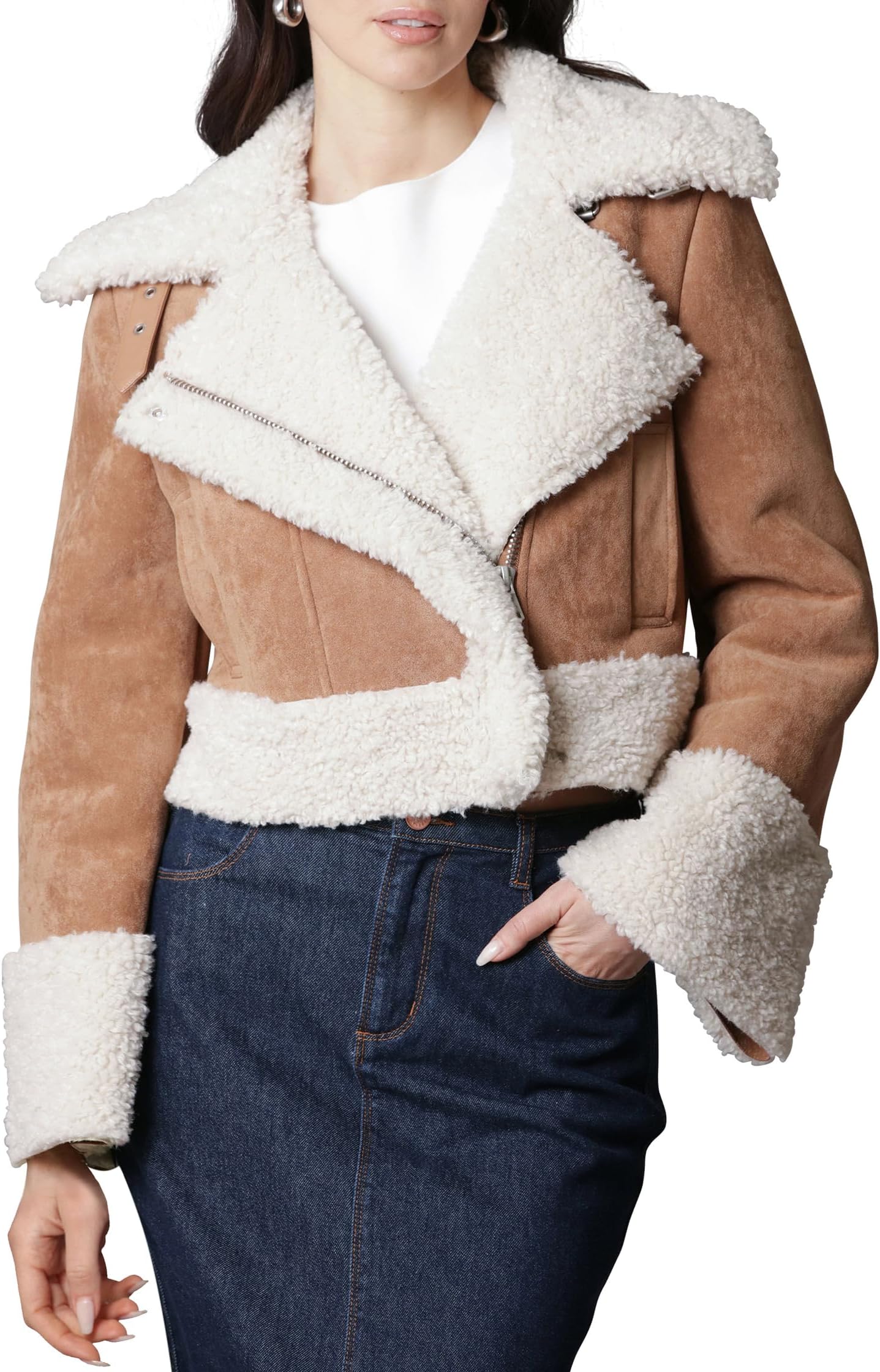 

Куртка Avec Les Filles Cropped Faux Shearling Jacket, оранжевый