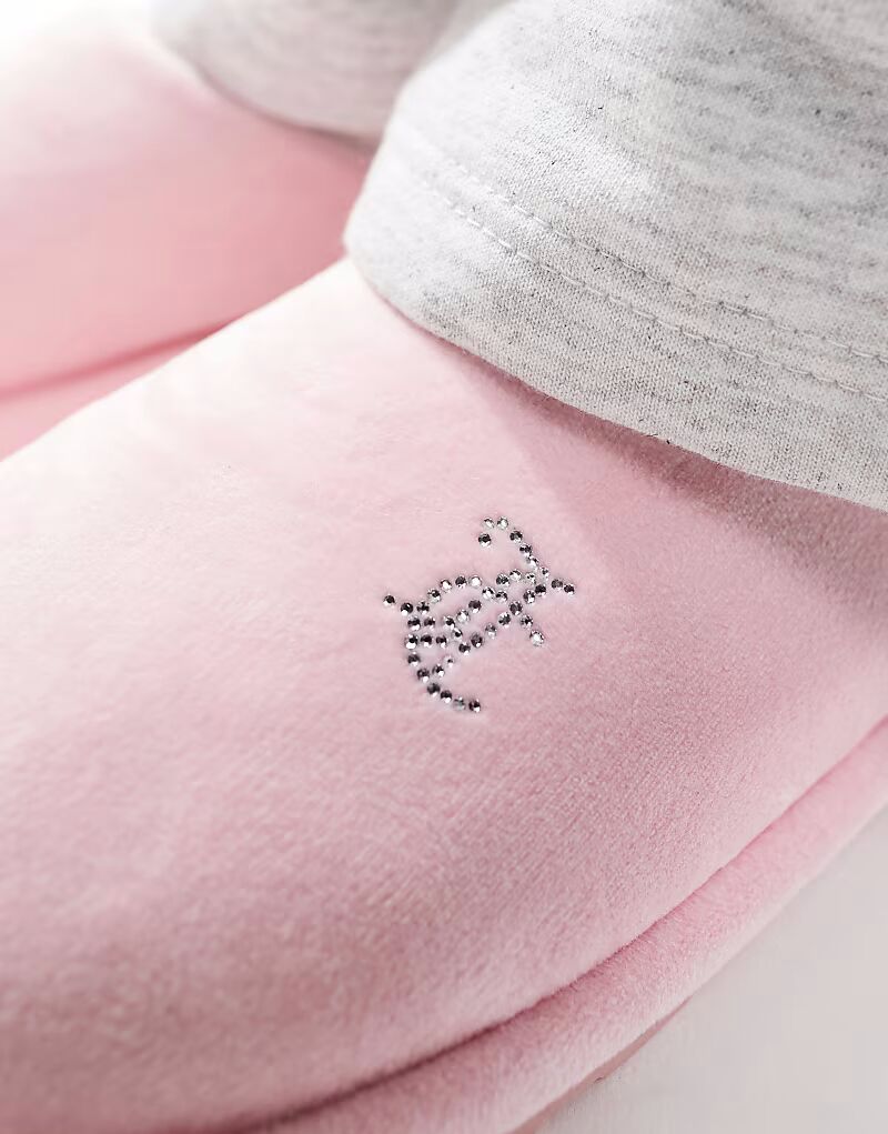 Велюровые тапочки Juicy Couture нежно-розового цвета — фото 3