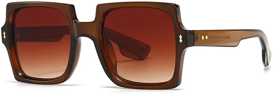 

2027 Квадратные ретро-солнцезащитные очки для мужчин с заклепками, модные солнцезащитные очки UV400 с градиентом для женщин, панк-солнцезащитные очки MTZJH, Brown Tea Gradient