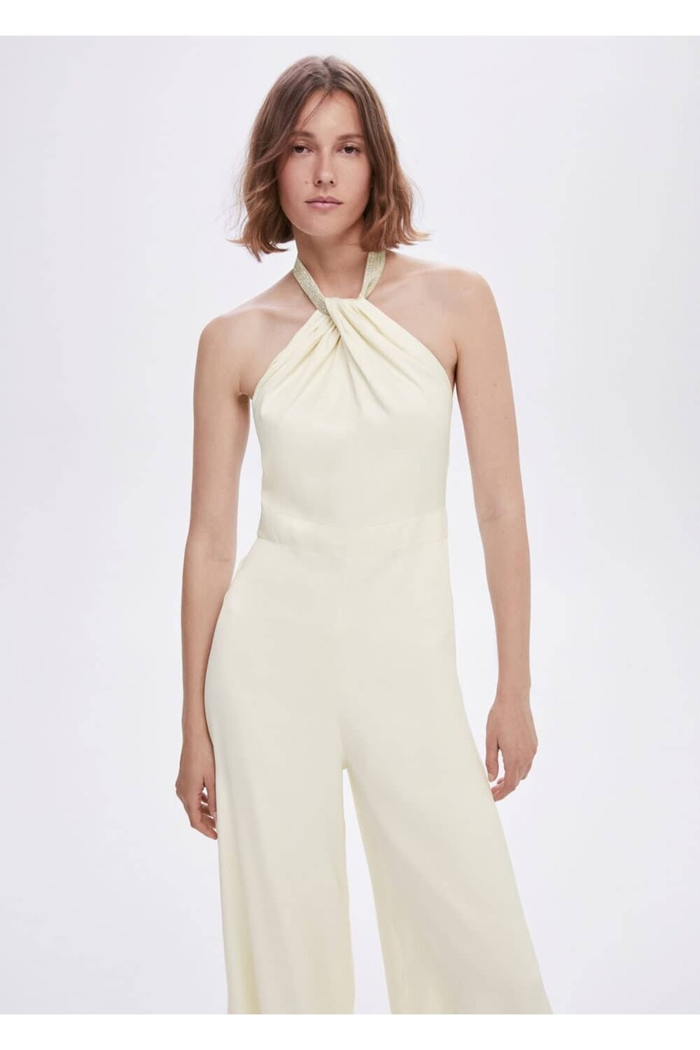 

Комбинезон с лямкой металлик Mango, экрю