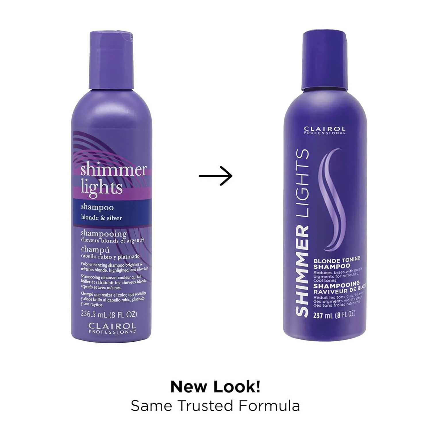Фиолетовый шампунь Clairol Professional Shimmer Lights | Нейтрализует медные и желтые оттенки | Для светлых, серебристых, седых и мелированных волос 237 мл (.), silver — фото 3