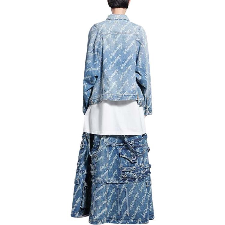 Женская джинсовая куртка Balenciaga, голубой/белый — фото 4