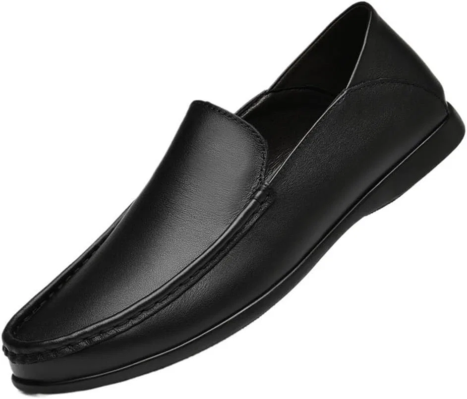 Мужские лоферы Leather Loafers Slip On, Black DHFIRUFSHLO