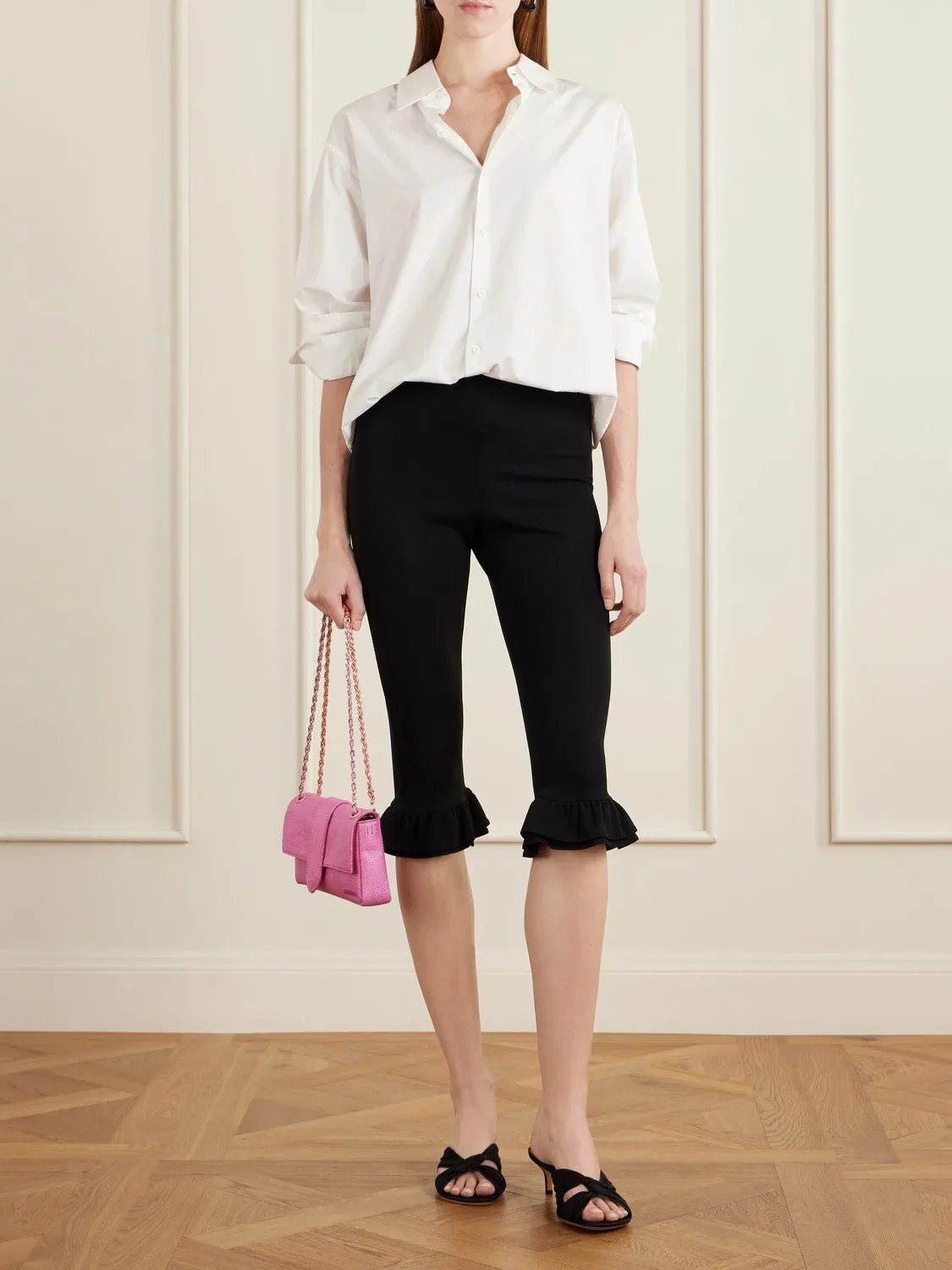 Плечевая сумка Le Bambino Chaîne с эффектом рафии JACQUEMUS, розовый — фото 3