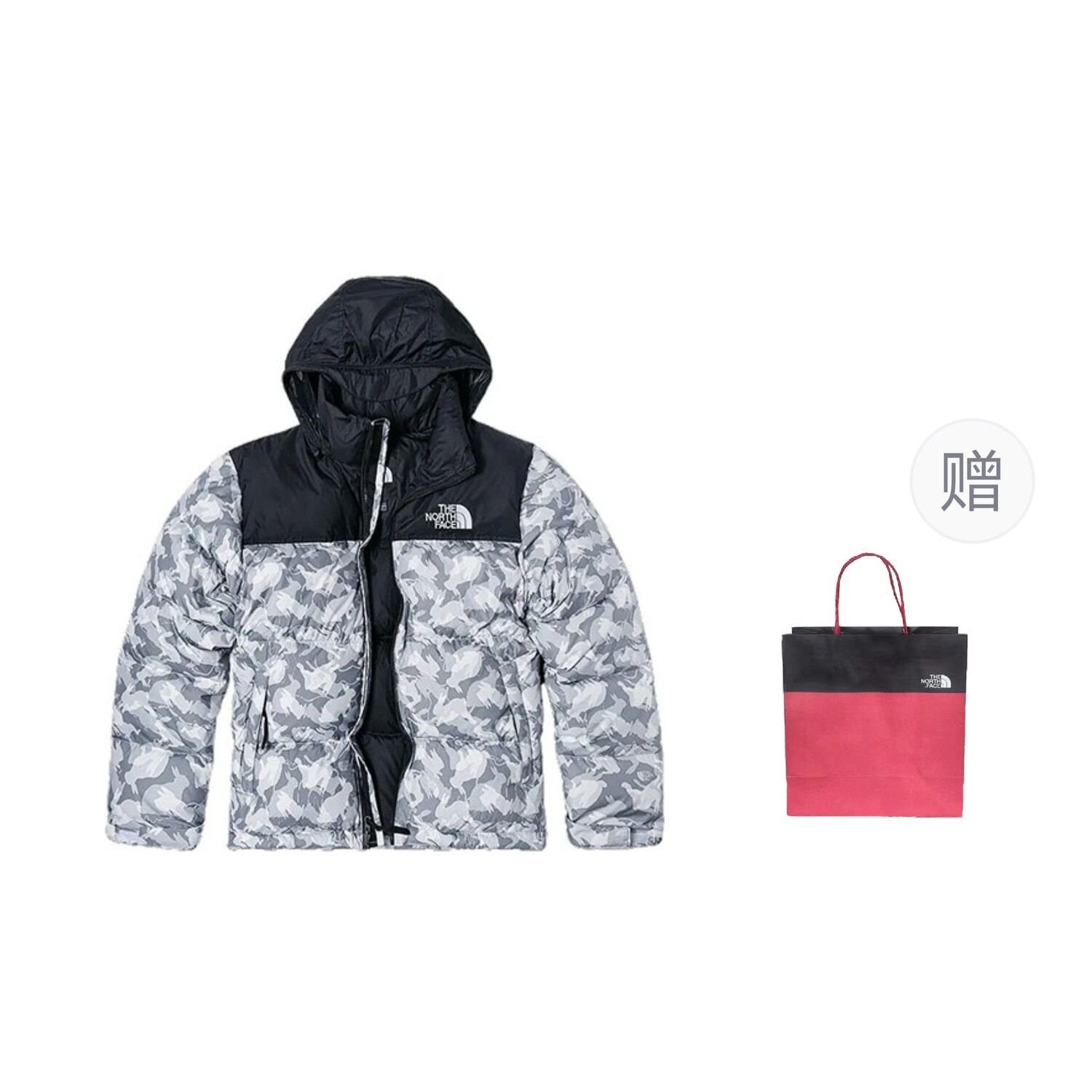 

Пуховик унисекс серый + подарочный пакет The North Face