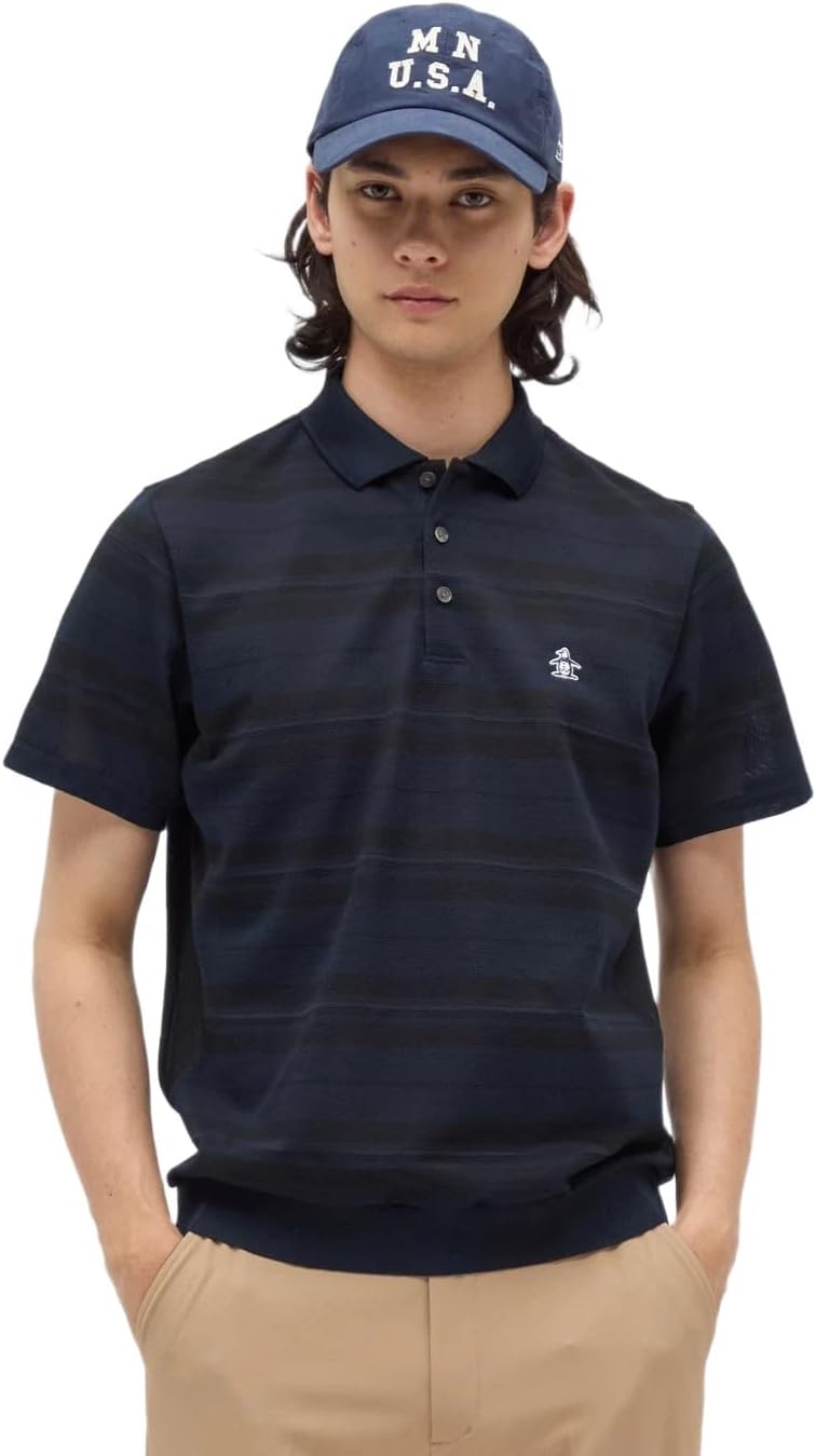 

Мужская рубашка-поло Manning Wear MG5FHS20M с коротким рукавом, отделка по краю, влагоотводящая, быстросохнущая, свободного кроя, произведено в Японии Munsingwear, темно-синий