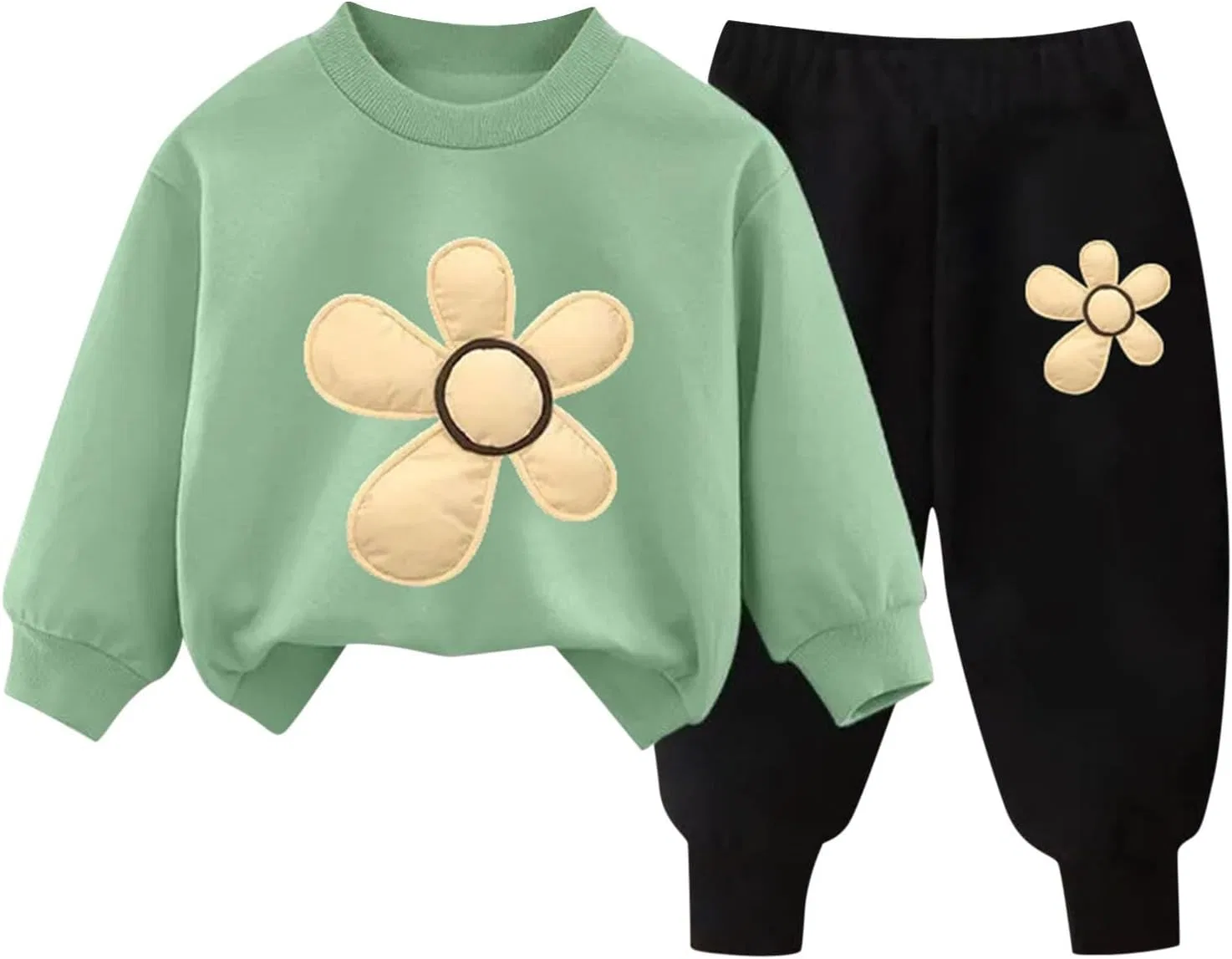 Детский спортивный костюм из 2 предметов, цветочный принт, W-24 Lime Green Boy Girl