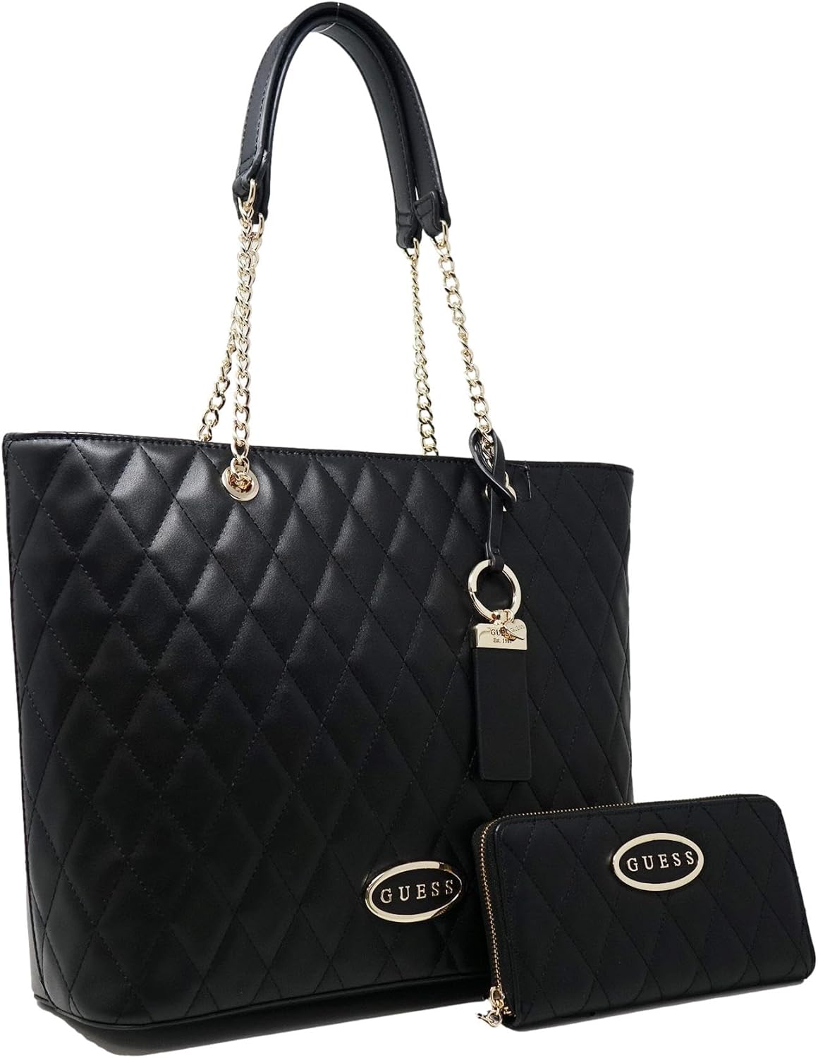 

GUESS женская стеганая сумка-тоут и кошелек в комплекте - Black