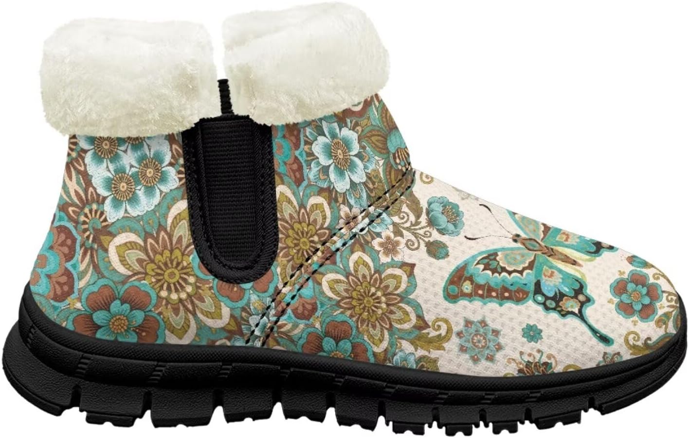 

Детские ботинки на щиколотку для девочек, противоскользящие зимние ботинки для бега, с утепленной подкладкой, на мягкой подошве Pointodoor, Boho Butterfly