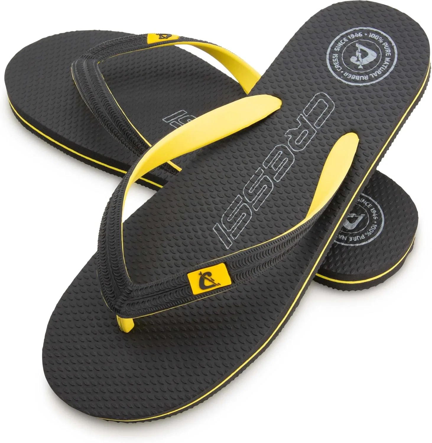 Шлепанцы CRESSI Leaf Flip Flop - унисекс сандалии для пляжа и бассейна, черный/желтый — фото 4