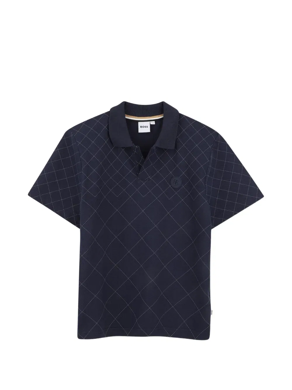 Футболка-поло с коротким рукавом и ромбовидным рисунком Boss Kidswear, синий