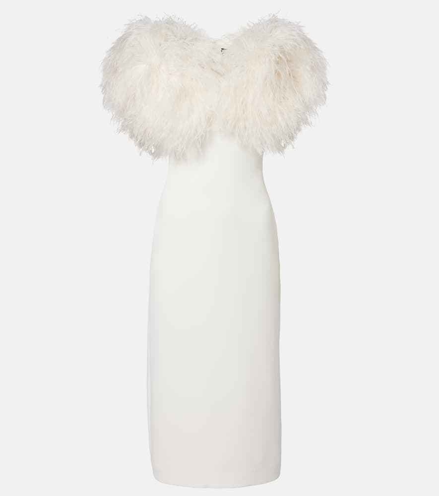 

Коктейльное платье с перьями David Koma, White