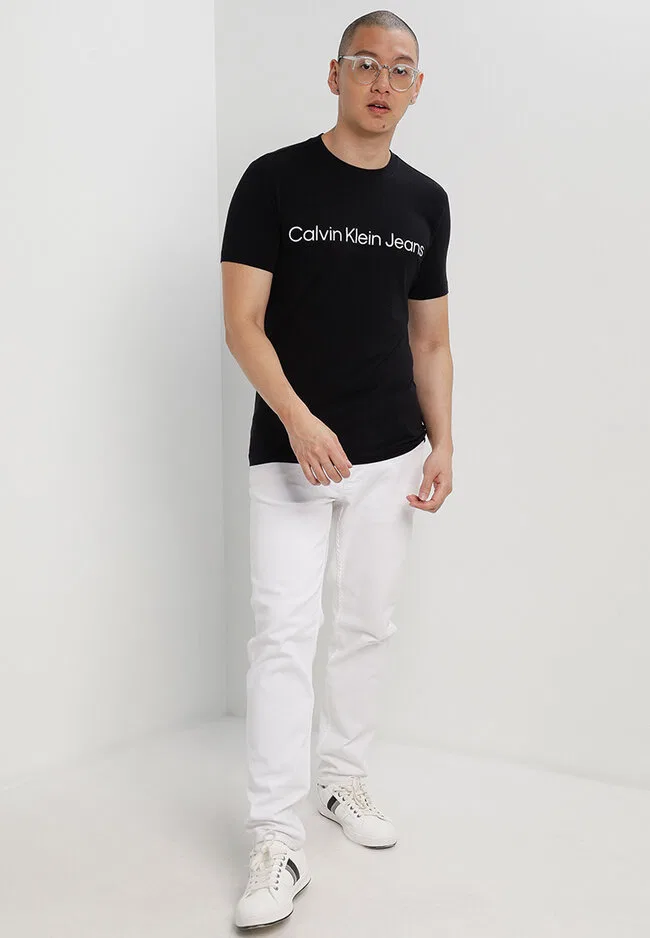 Футболка с коротким рукавом, облегающая, Calvin Klein Jeans, черный — фото 4