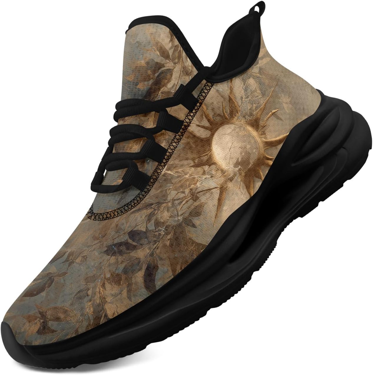 

Легкие кроссовки AWSOLE с принтом Солнце, Луна, Звезда для женщин и мужчин, дышащая сетка, для бега и ходьбы, модные, комфортные тренировочные, черный/коричневый/бежевый