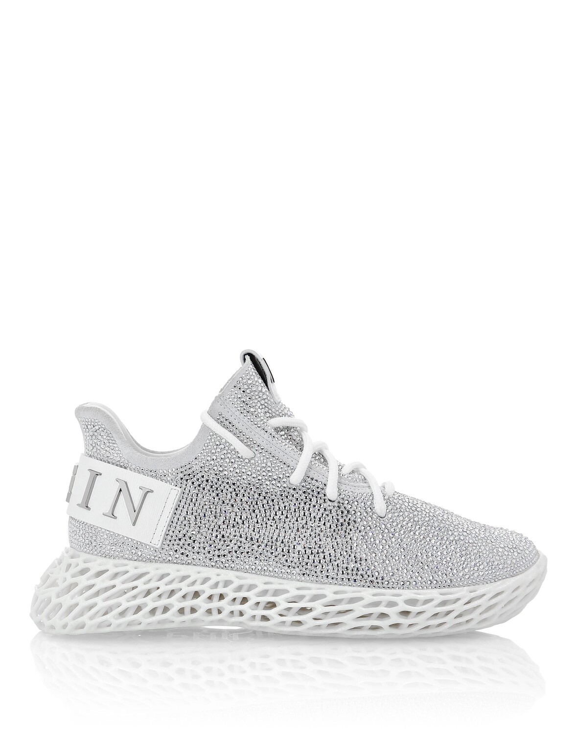 КРОССОВКИ RUNNER $KELETON ИЗ ЗАМШИ СО СТРАССАМИ Philipp Plein, цвет Crystal — фото 2